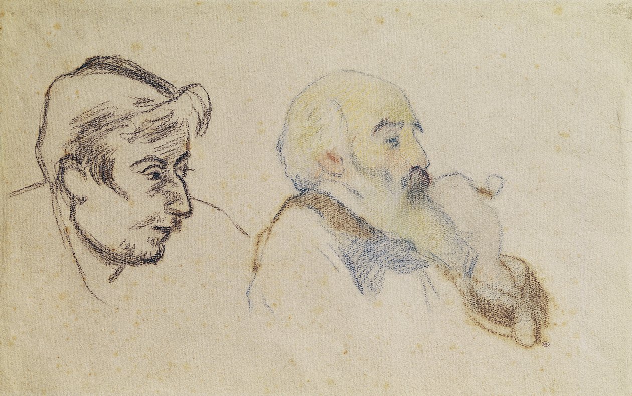 Portrét Pissarra od Gauguina a Portrét Gauguina od Pissarra (barevná křída) od P. and Pissarro, C. Gauguin