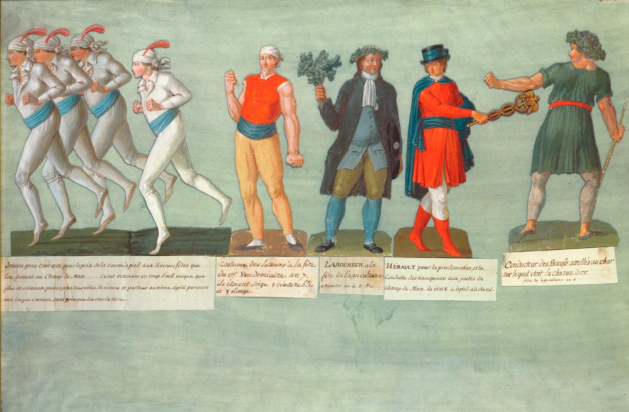 Sportovci a účastníci festivalů během období francouzské revoluce (kvaš) od P. A. and J.B. Lesueur