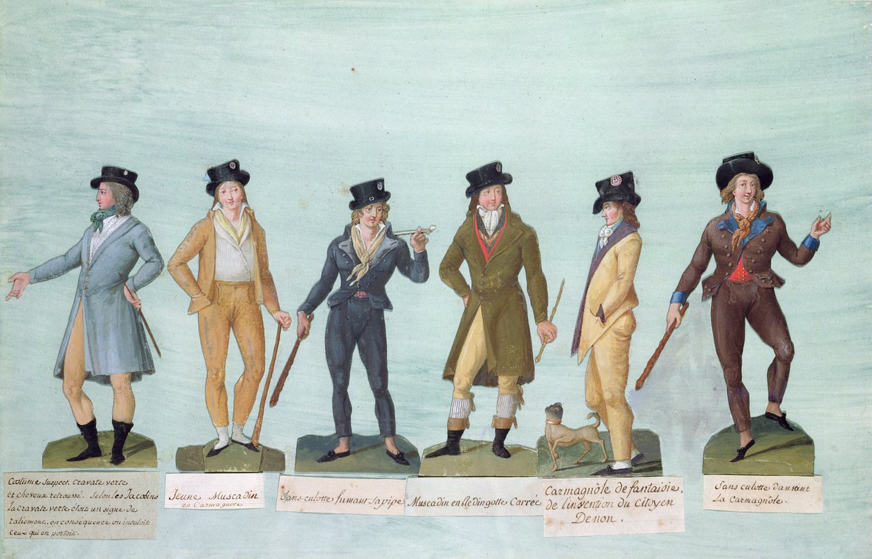 Fol.43 Módní šaty pro muže v období francouzské revoluce (kvaš) od P. A. and J.B. Lesueur