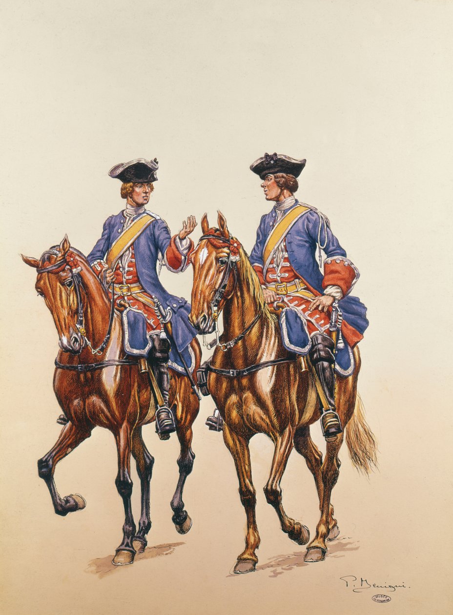 Zástupce seržanta a lukostřelce jízdní policie v lIle de France, kolem 1750 (wc na papíře) od P. Benigni