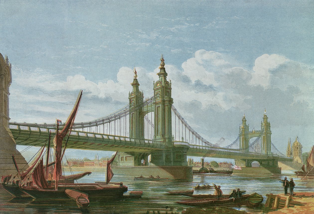Pohled na Chelsea New Bridge od P. N. Page