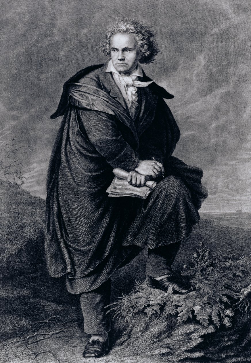 Ludwig van Beethoven (1770-1827), německý skladatel, ryl Paul Barfus (1823-95) od P. Schworer