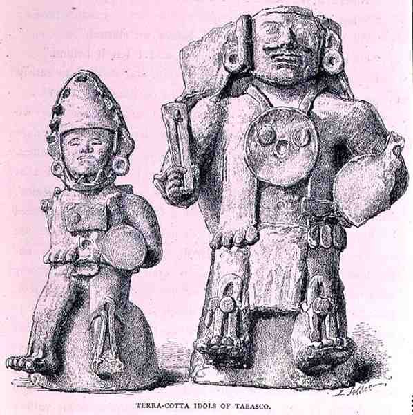 Terracotta Idols of Tabasco, from The Ancient Cities of New Mexico, by Claude-Joseph-Desire Charnay, pub. 1887 od P. after Sellier