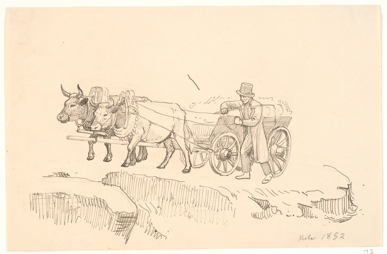 Farmář kráčející vedle svého volského povozu od P.C. Skovgaard