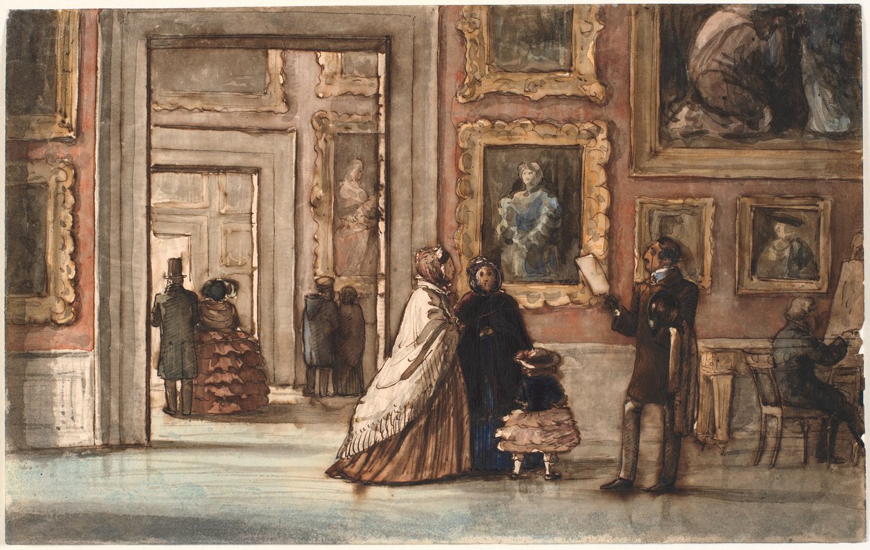 Interiér s návštěvníky v Palazzo Pitti ve Florencii od P.C. Skovgaard