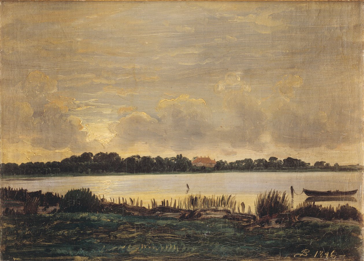 Pohled přes Præstø Fiord směrem k panství Nysø od P.C. Skovgaard