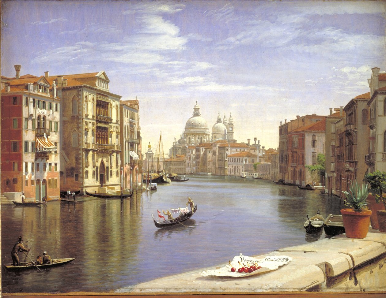 Pohled na Canal Grande, Benátky. V pozadí S. Maria della Salute od P.C. Skovgaard