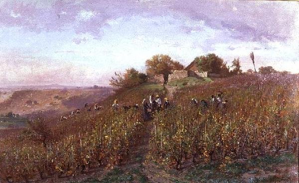 Vinobraní na svazích Arve od P.E. Rischgitz