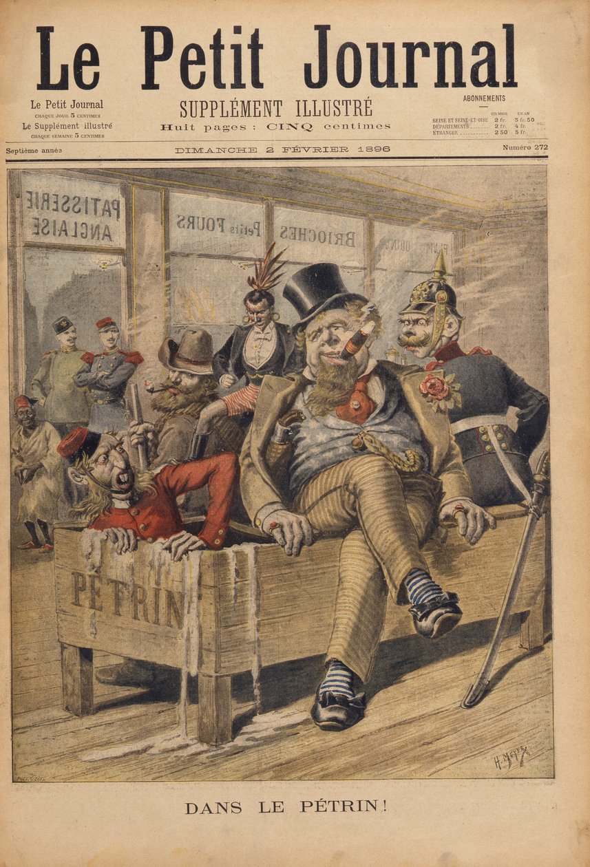 In a Mess!, ilustrace z Le Petit Journal, vyryl Henri Meyer (1844-91) 2. února 1896 od P.H.G.V. Michel
