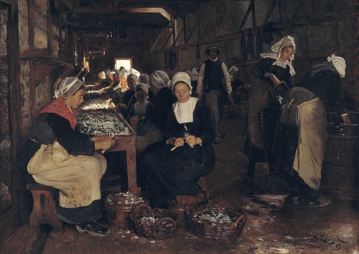Provozovna na konzervování a balení sardinek v Concarneau od Peder Severin Krøyer