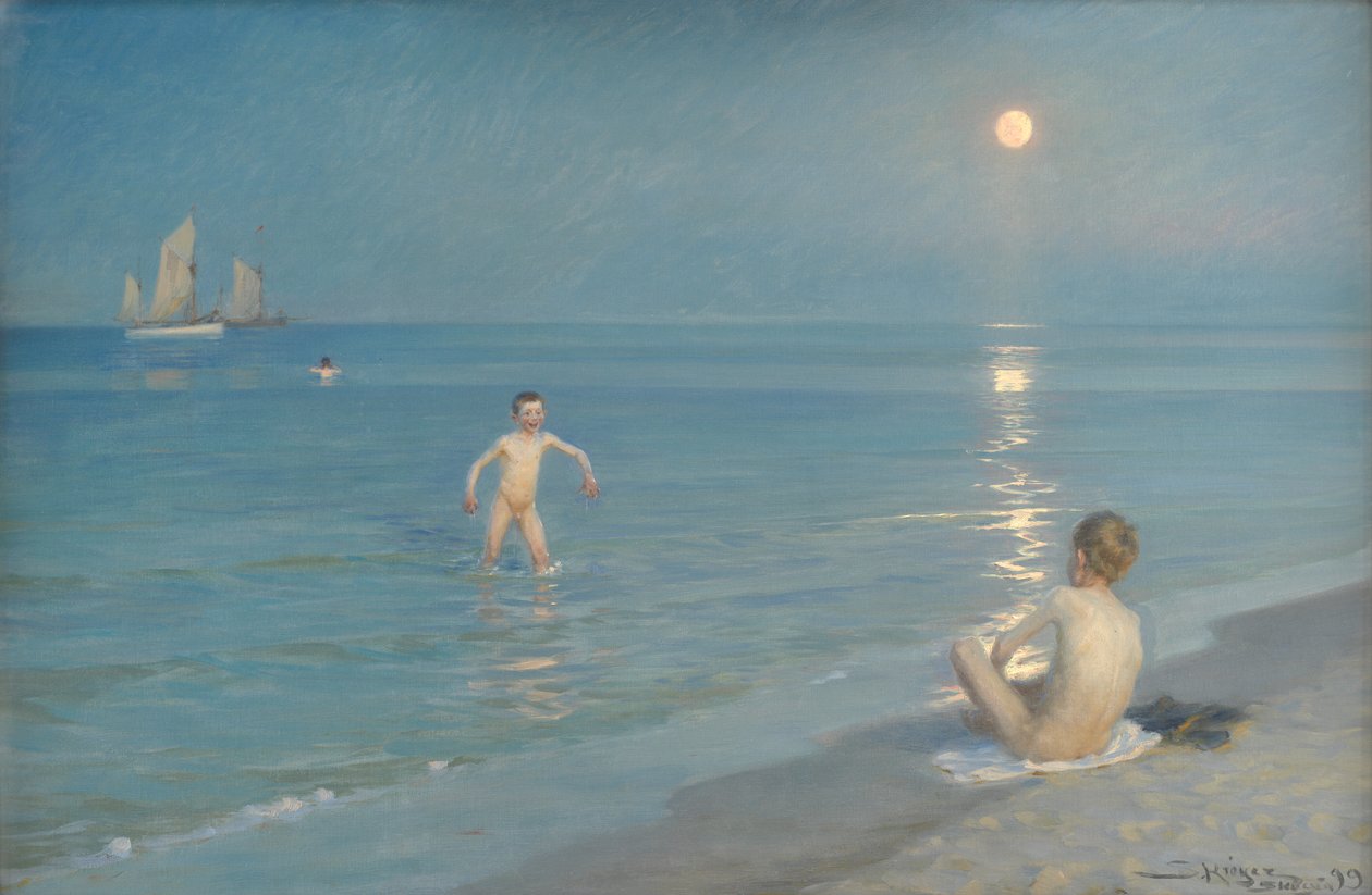 Chlapci koupání ve Skagenu. letní večer od Peder Severin Krøyer
