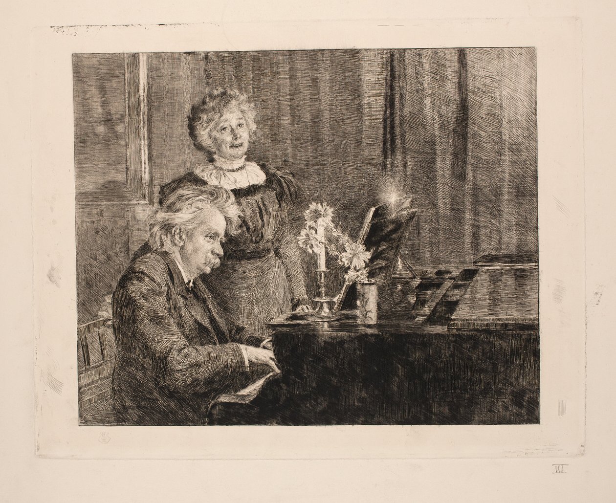 Edvard a Nina Griegovi u klavíru od Peder Severin Krøyer