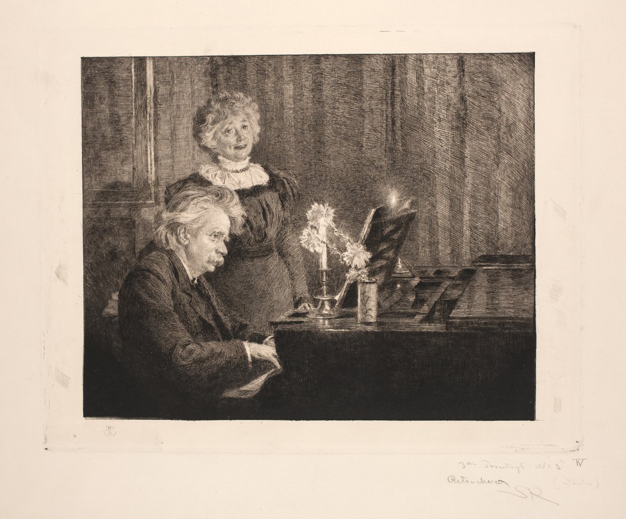 Edvard a Nina Griegovi u klavíru od Peder Severin Krøyer