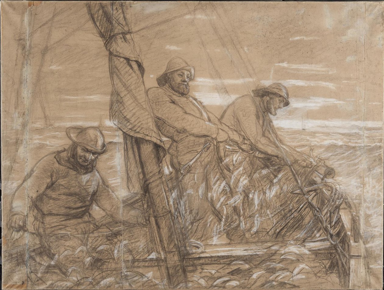 Hornbæk rybáři loví sledě. Brzy ráno od Peder Severin Krøyer