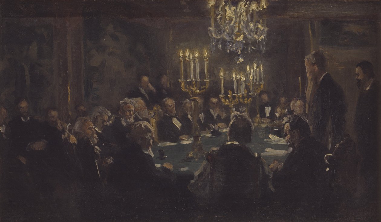 Kompoziční skica pro "Setkání ve Společnosti věd" ve Společnosti věd od Peder Severin Krøyer
