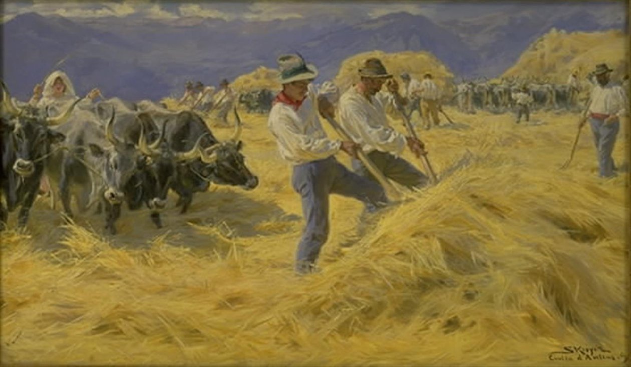 Mlácení v Abruzzi. Město Antino od Peder Severin Krøyer