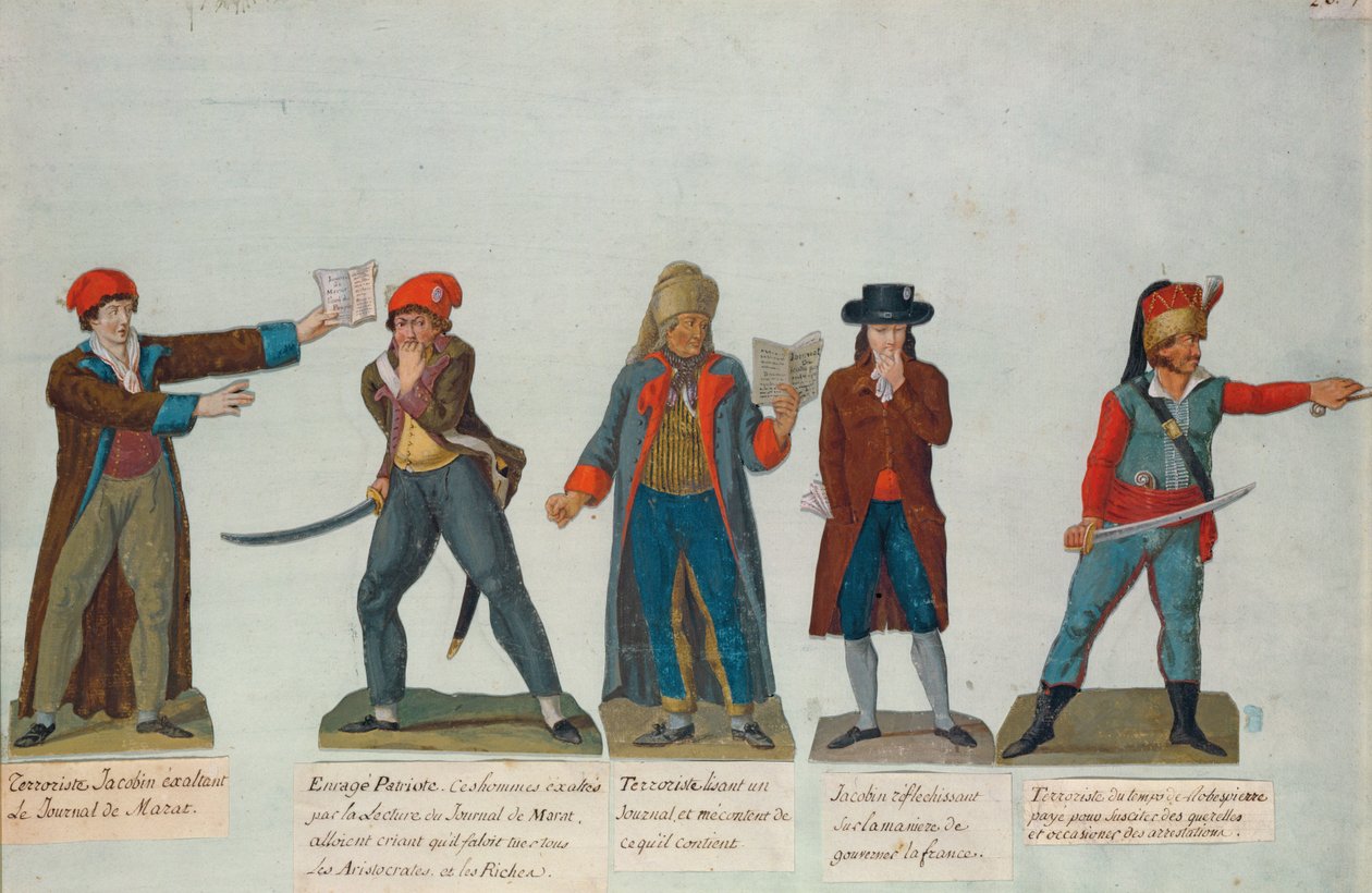 Jakobíni a teroristé v období vlády teroru (1793-4) během francouzské revoluce (kvaš) od P. A. and J.B. Lesueur