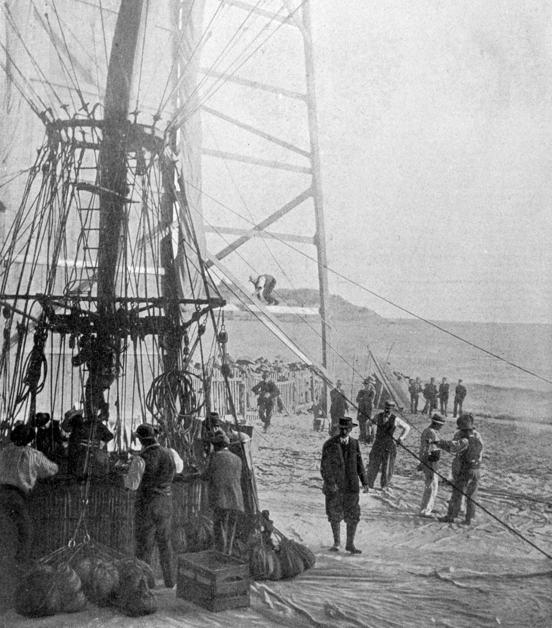 Pokus hraběte de la Vaulx překročit Středozemní moře balonem, 1901 od P. Doye