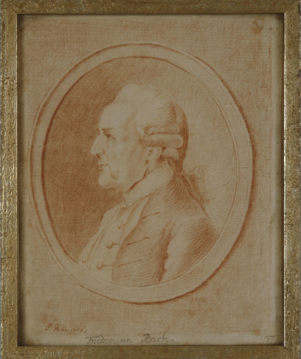 Wilhelm Friedrich Bach, 1782 (červená křída na papíře) od P. Guelle or Gulle