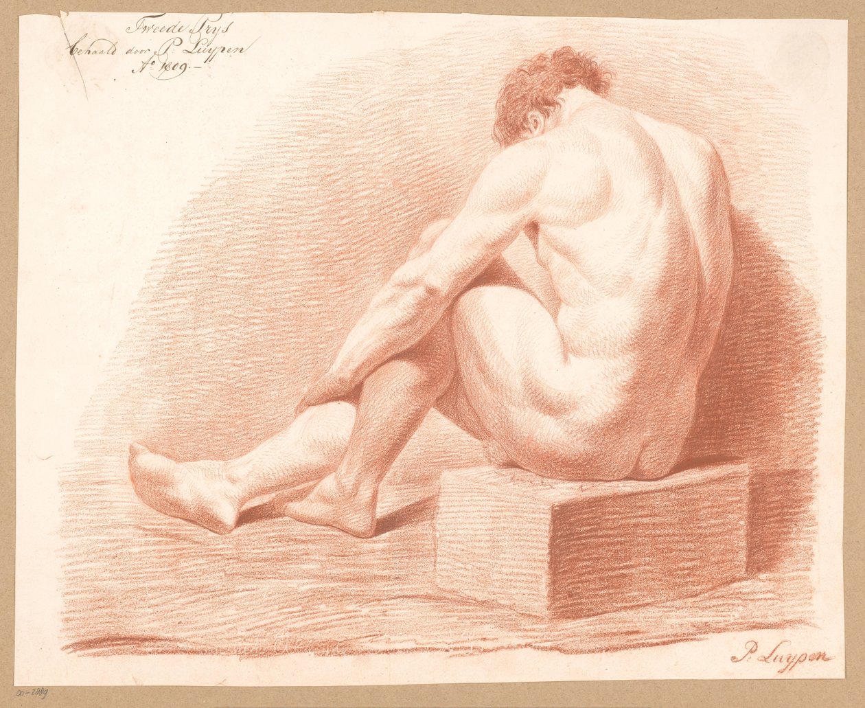 Sedící mužský akt, viděno zezadu (2. cena 1809) od P. Luypen