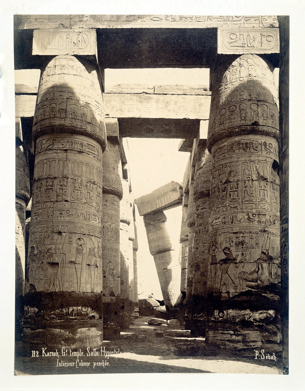 Hypostylová síň, chrám Amun-Re, Karnak, Egypt, 1878 od P Sebah