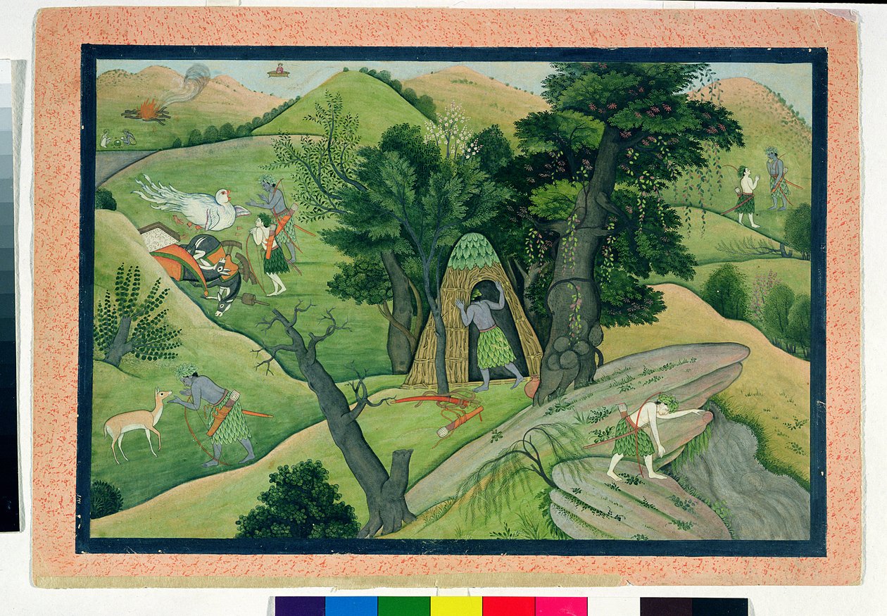 74.73 Ráma a Lakšmana putují při hledání Síty, z Rámájany, Kangra, Himáčalpradéš, 1780 od Pahari School