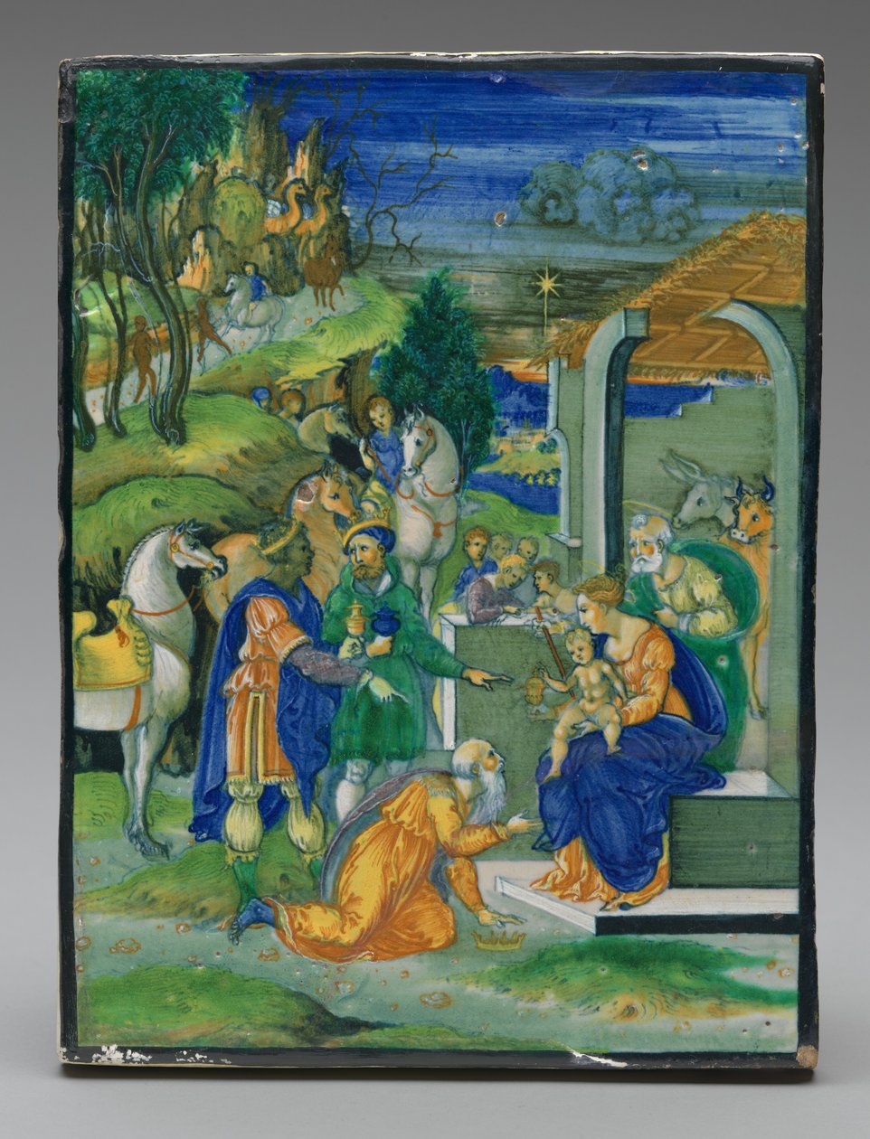 Panel s Klaněním tří králů od Painted by Nicola da Urbino