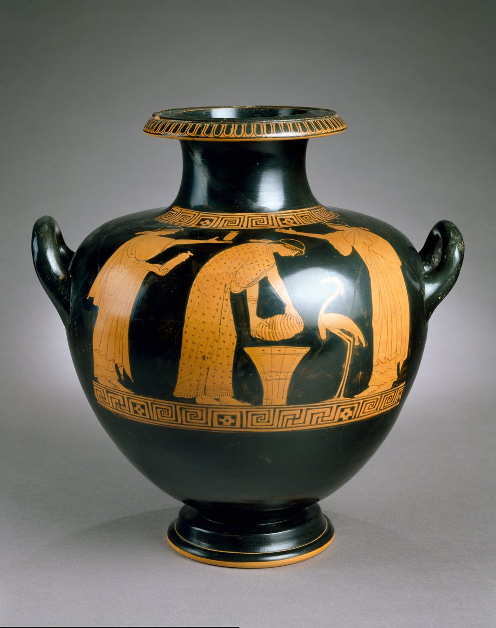 Řecká attická hydria s červenou postavou, 470–60 př. n. l. (keramika) od Painter of the Yale Oinochoe Painter of the Yale Oinochoe