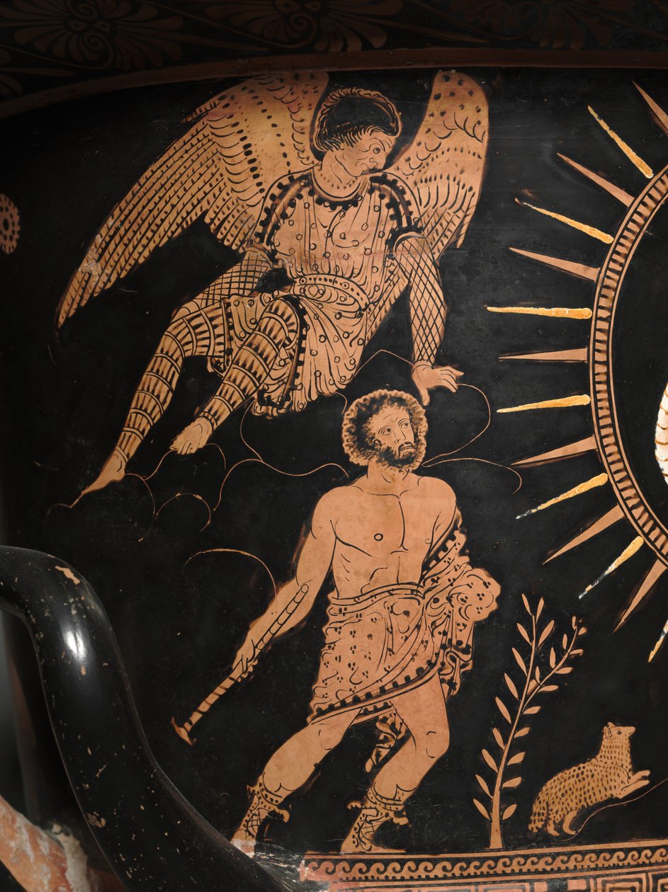 Detail lucanského Calyx-Krater, cca 400 př. n. l. (keramika) od Painter Policoro