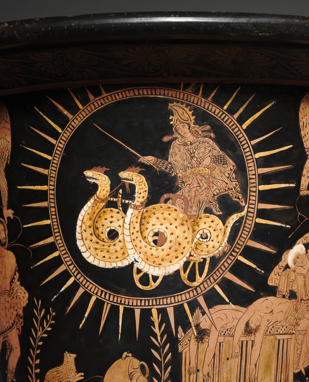 Detail lucanského Calyx-Krater, cca 400 př. n. l. (keramika) od Painter Policoro