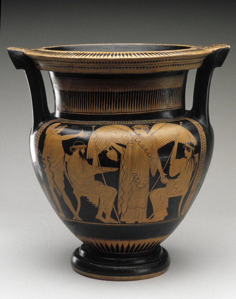 Červený figurový sloup Krater s výjevem Dia a Héry, 480-460 př. n. l. (terakota) od Painter Syriskos