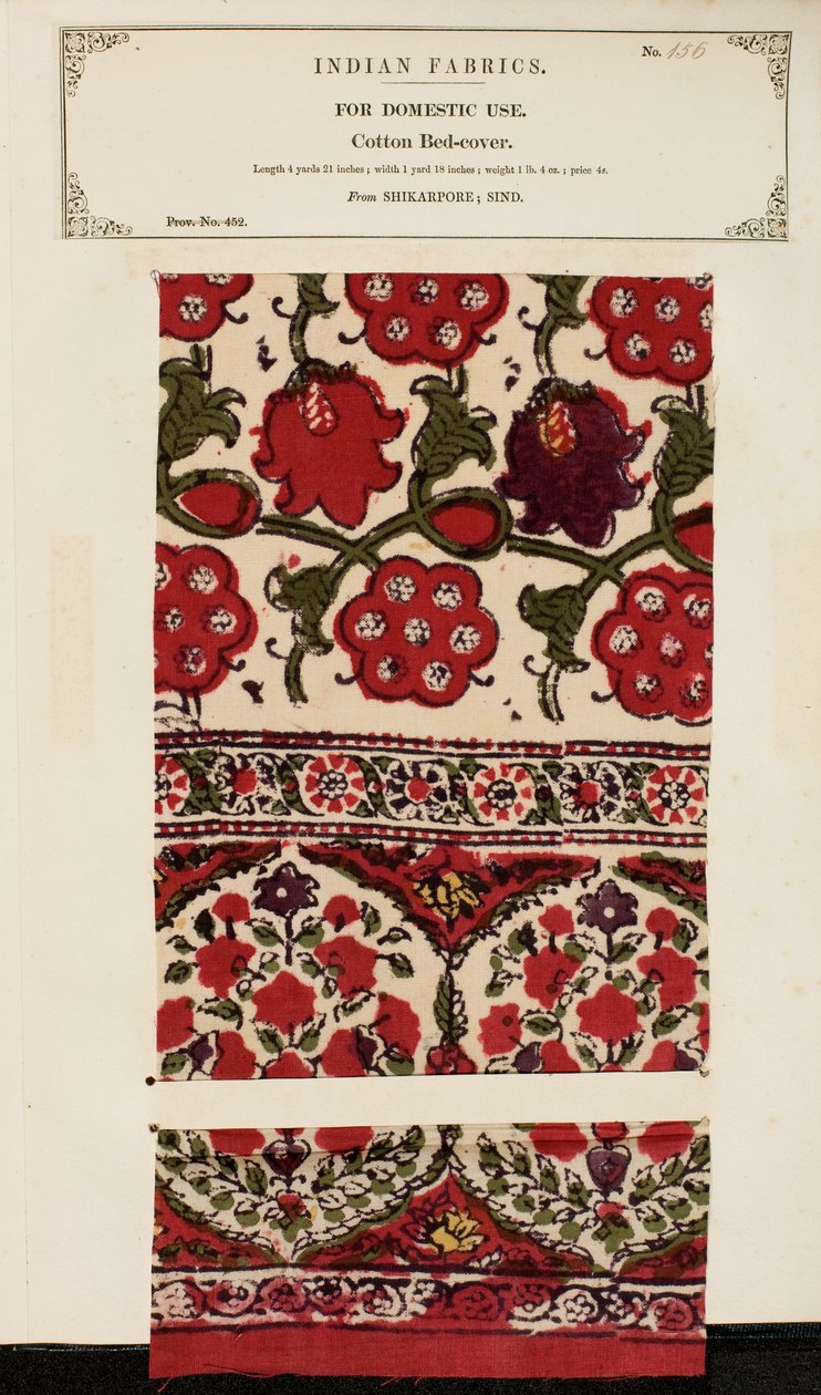 Vzorek bavlněného potahu ze Šikarpore v Sind, ze sbírky The Collection of the Textile Manufacturers of India od Johna Forbese Watsona, vydané v roce 1866. od Pakistani School