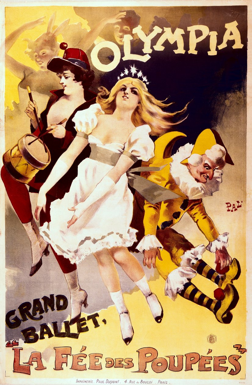 La Fée des Poupées, Reklamní plakát pro velký balet v divadle Olympia (barevné lito) od Pal (1855 1942)