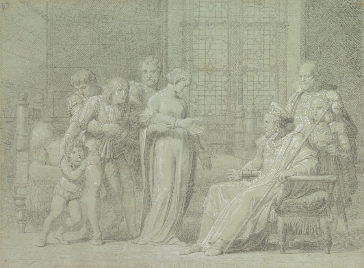 Francouzský král Karel VIII. s umírajícím Gianem Galeazzem Sforzou v Pavii, 1775-1860. od Palagi Filippo Pelagio