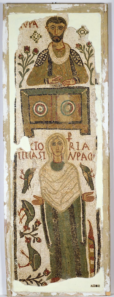 Pohřební stéla zobrazující bankéře a jeho dceru (mozaika) od Paleo Christian