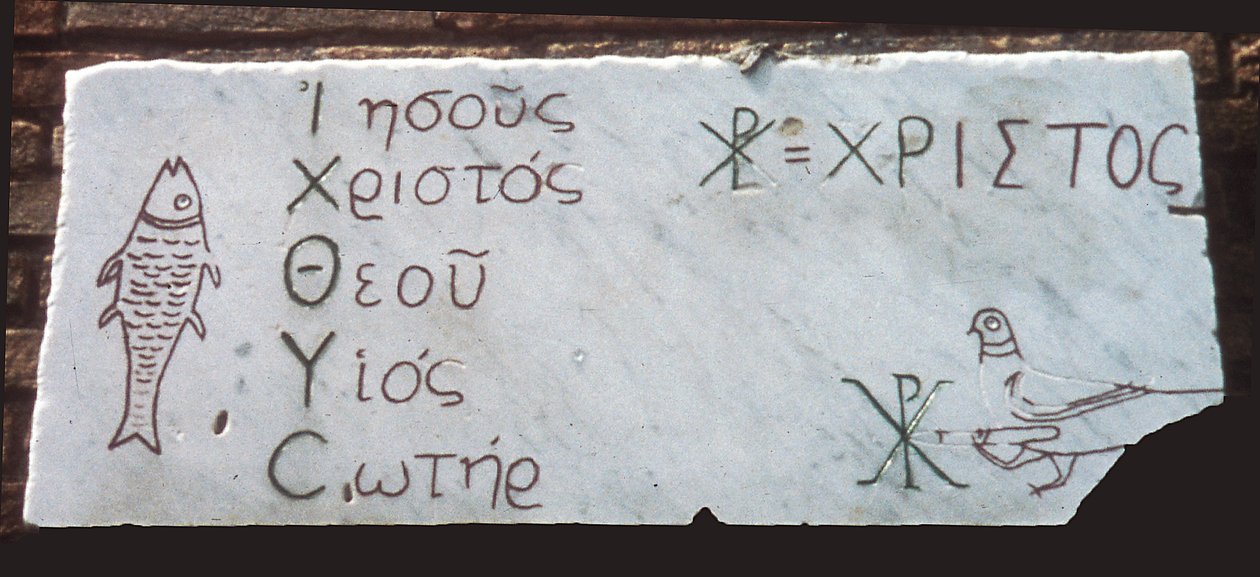 Pohřební deska s křesťanskými symboly (mramor) od Paleo Christian