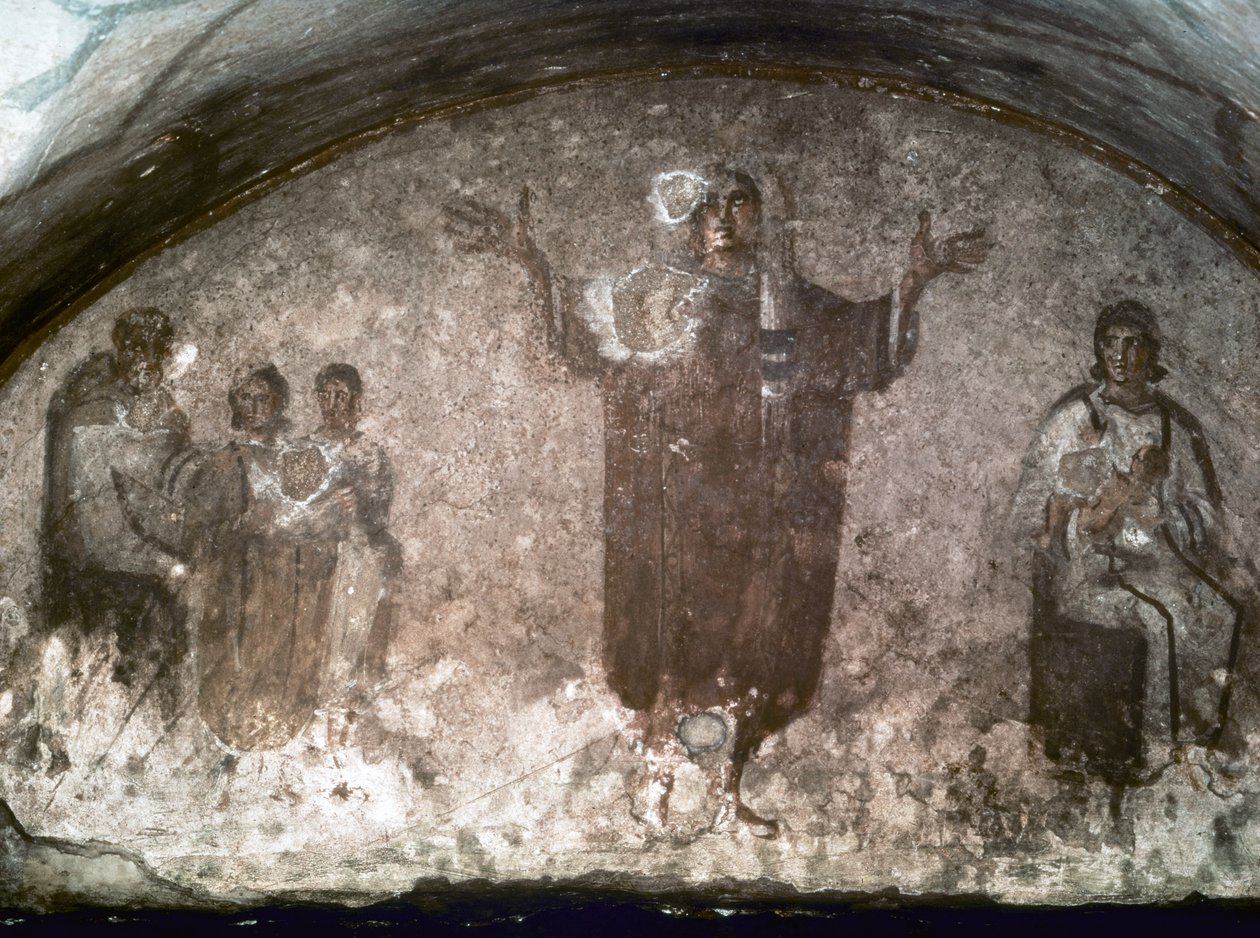 RANÉ KŘESŤANSKÉ UMĚNÍ: Priscilla. Velaty, konec 3. století (freska) od Paleo Christian