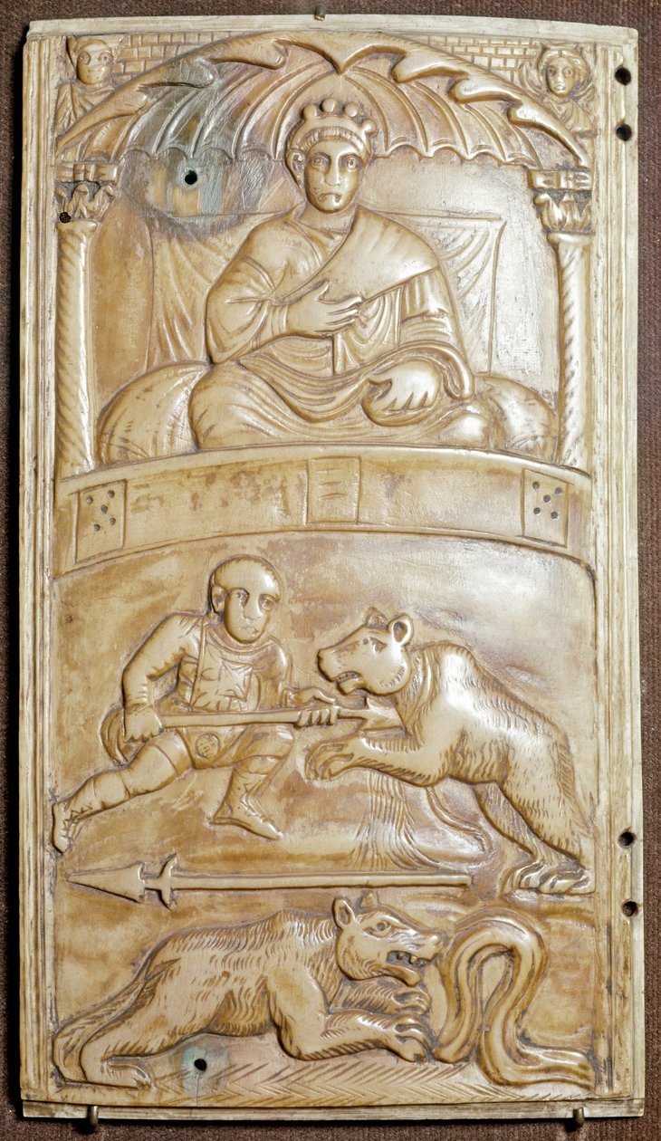 Hry v cirkuse s medvědem (Ivory relief dyptich, cca 400) od Paleo Christian