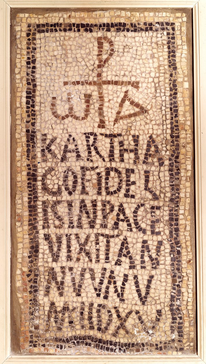 Paleochristian antique: pohřební mozaika Karthago, pochází z ruin starověkého Fournos Minus v Tunisku. Konec 4.-začátek 5. století po JC. Paříž, muzeum Louvre od Paleo Christian