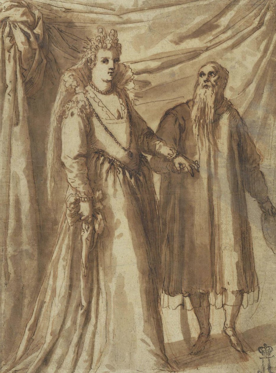 The Presentation of the Bride, c.1610 (pero, štětec a tuš na papíře) od Palma Il Giovane 1548 1628 Palma Il Giovane 1548 1628