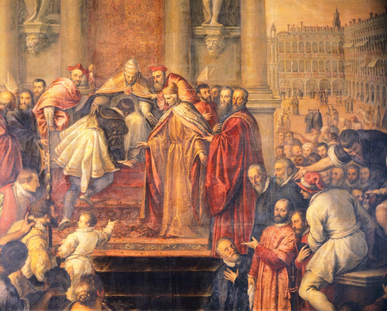 Papež posílá mladého Ottu do Barbarossy, aby vyjednal mír (freska) od Palma Il Giovane
