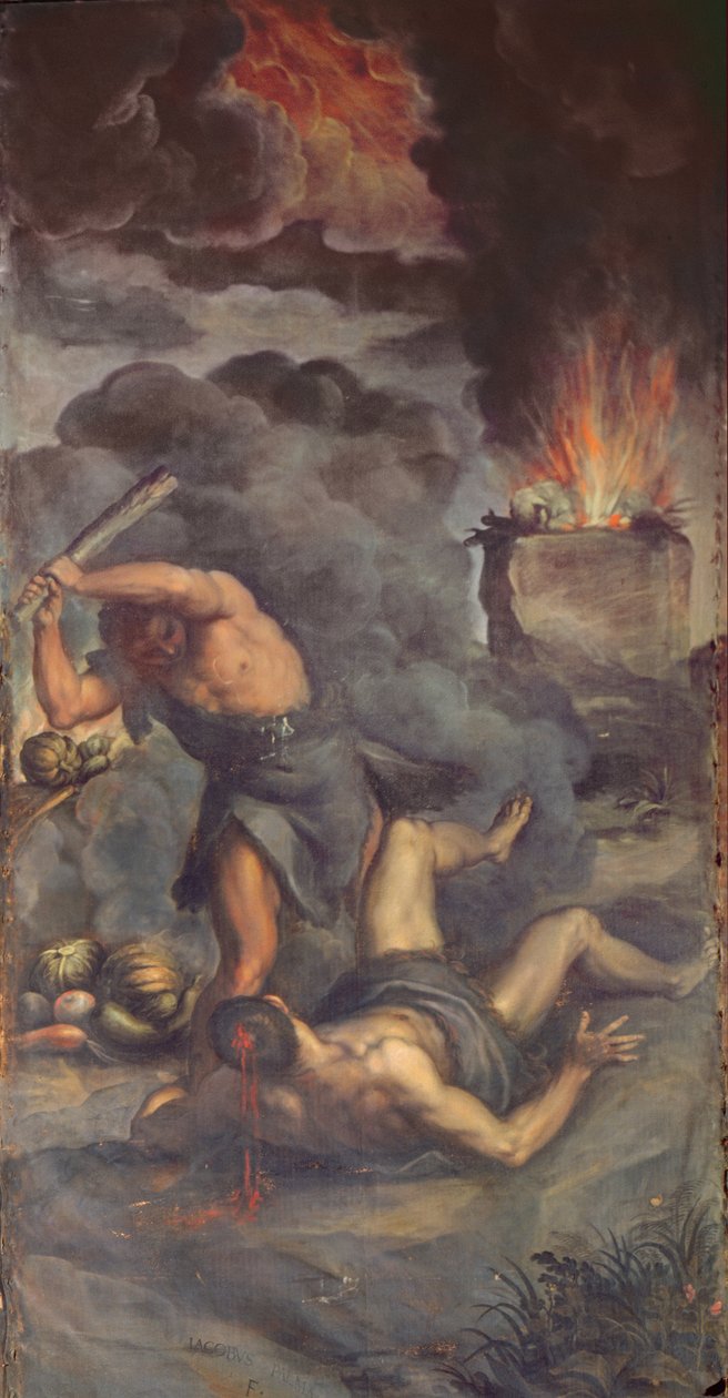 Interiér dveří varhanní desky zobrazující Kaina a Ábela, 1600 od Palma Il Giovane