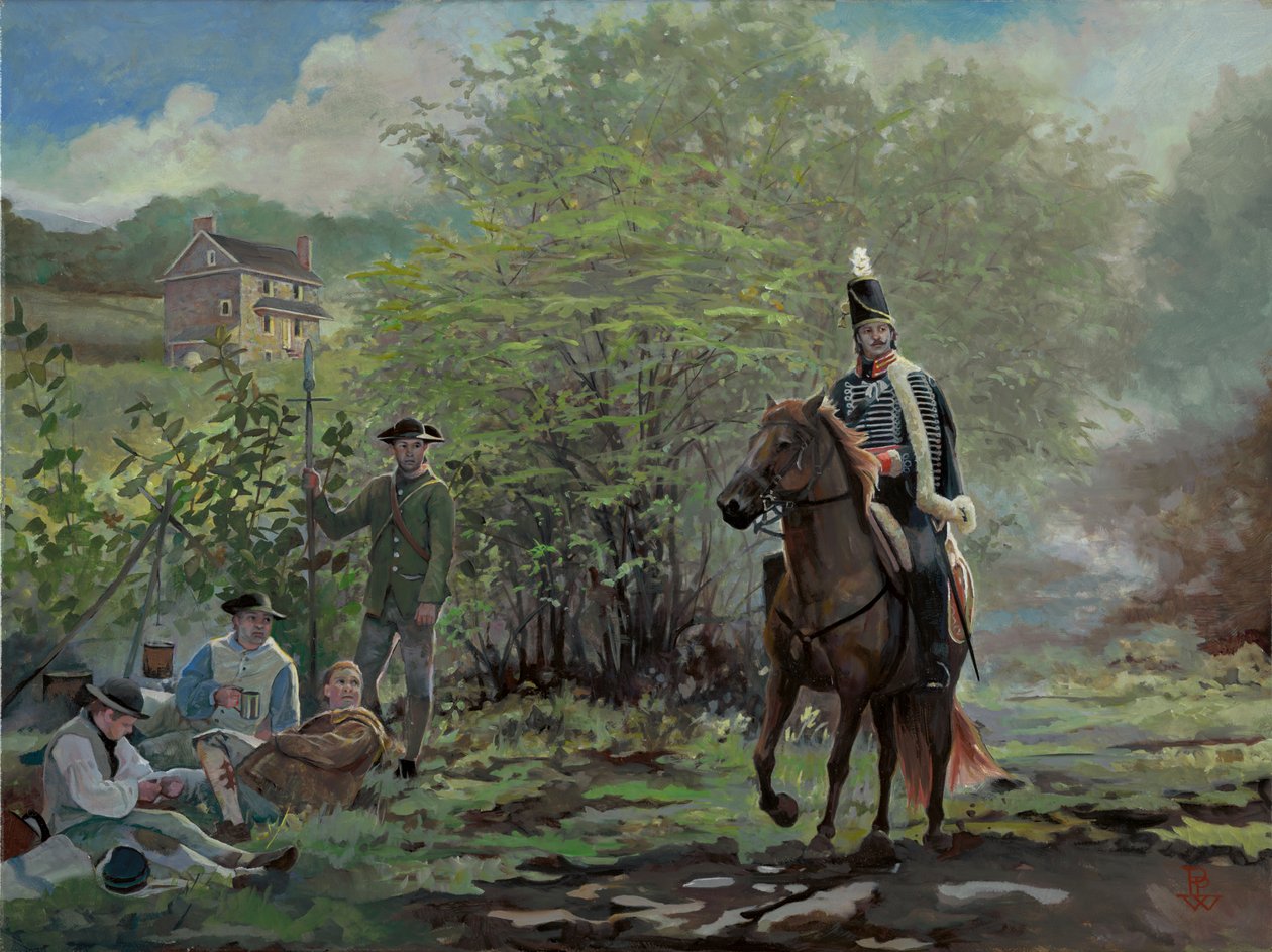 Pulaski v bitvě u Brandywine, 2018 (olej na plátně) od Pamela Patrick White