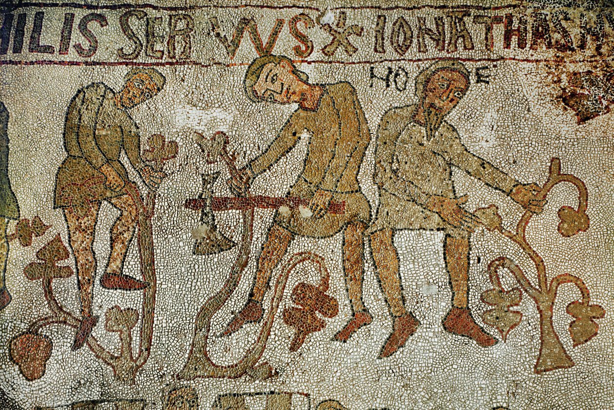 Noemovi synové sázejí vinnou révu. Mozaika (mozaika) od Pantaleone Pantaleone