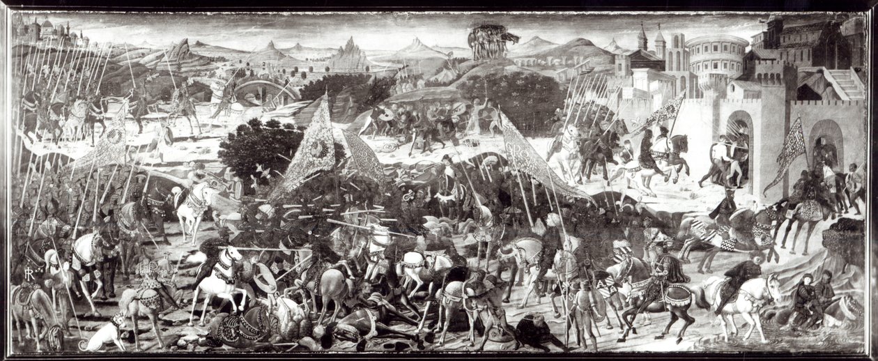 Boj Římanů a Galů aneb Bitva před branami Říma (tempera na panelu) od Paolo Uccello