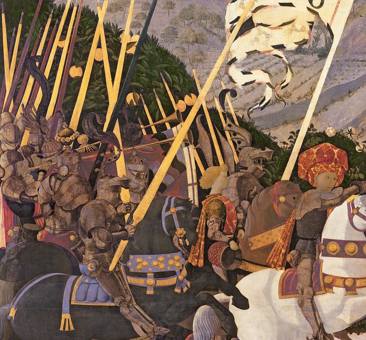 Bitva o San Romano, cca 1450-60 tempera na detailu panelu 30690 od Paolo Uccello