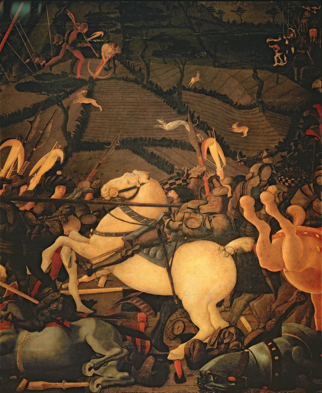 Bitva u San Romana v roce 1432, kolem roku 1456 (tempera na panelu) (viz také 162335 a 31574) od Paolo Uccello