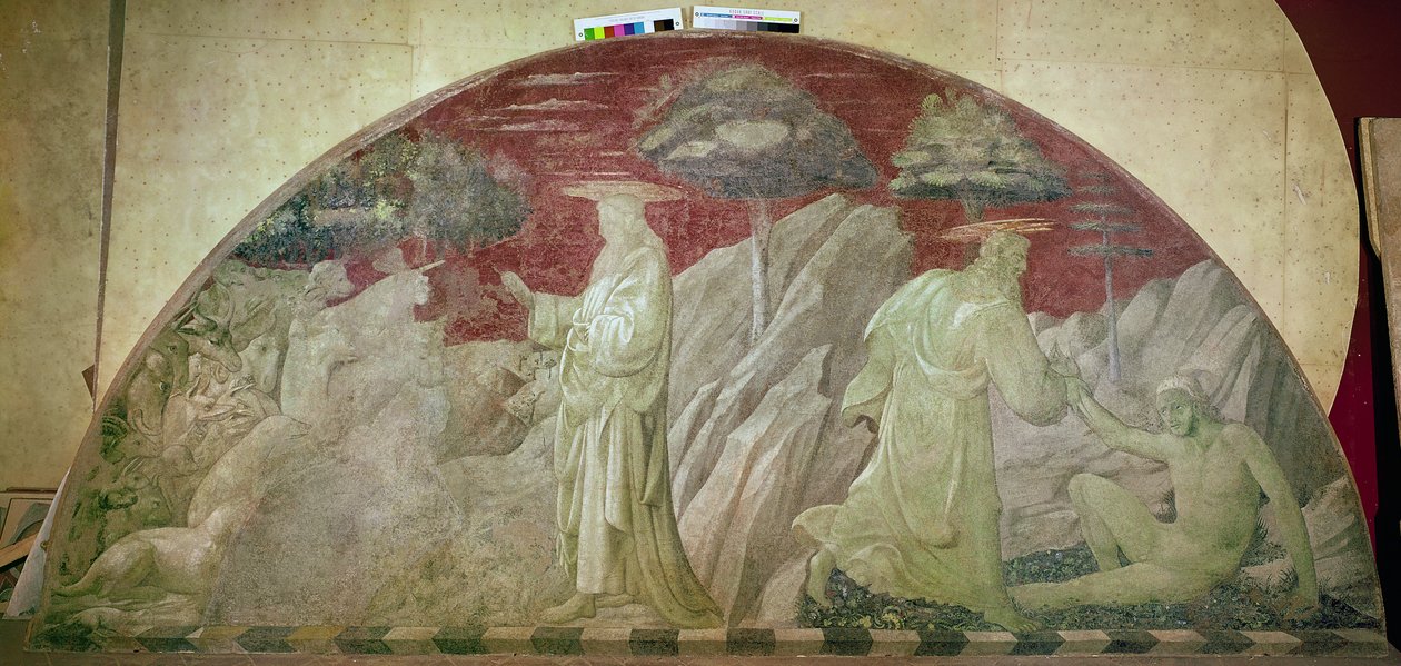 Stvoření zvířat a Adama, 1430 (freska přenesená na plátno) od Paolo Uccello