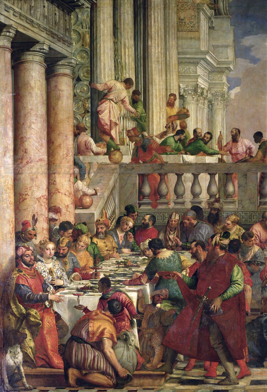Svatební hostina v Káně, detail levé strany, kolem roku 1562 od Paolo Veronese