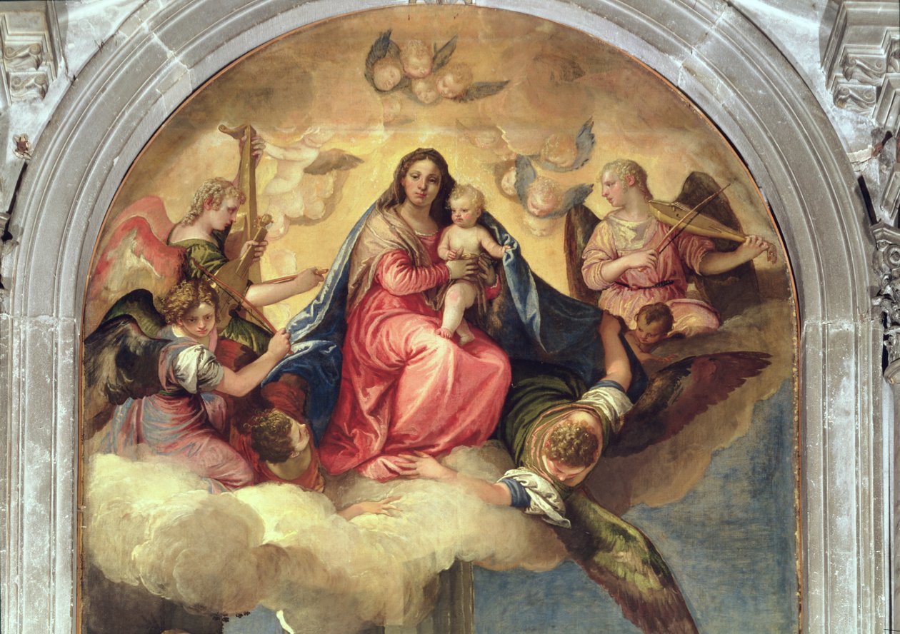 Panna a dítě s andělskými hudebníky (detail 33414) od Paolo Veronese